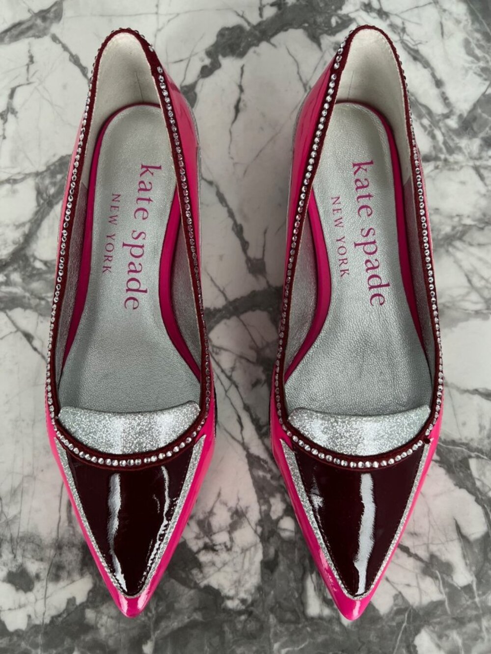 Kate Spade En Route Car Crystal Flats Pointy Shoes ( 6 ) - Picture 3 of 8
